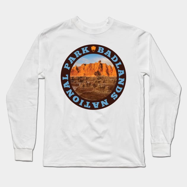 Badlands National Park Circle Long Sleeve T-Shirt by SlapTheWorld